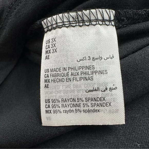 JM Collection Women Shirt Top Plus 3XL BLACK 3/4 Sleeve Round Neck Sleeves - Picture 4 of 8